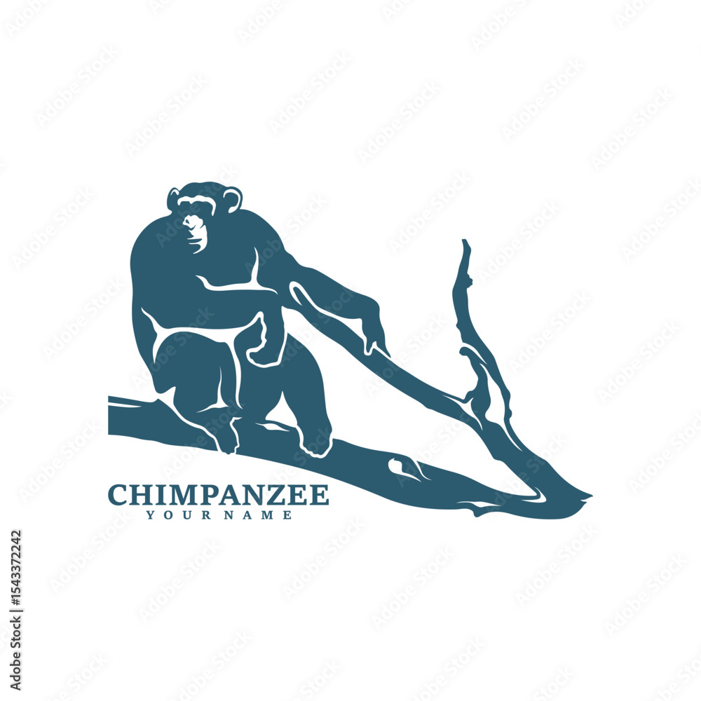 Fototapeta premium Chimpanzee logo design vector. Silhouette Chimpanzee Template Illustration. Icon Symbol