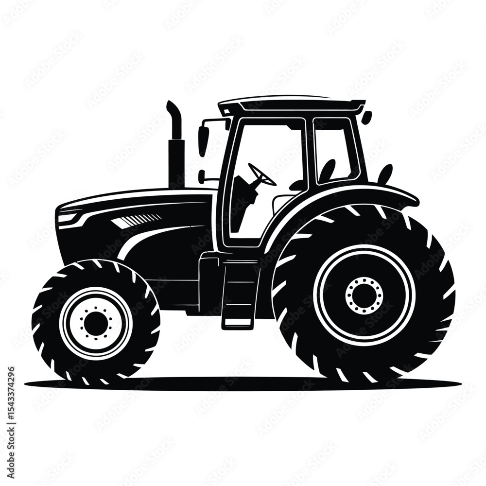 Obraz premium Modern tractor silhouette isolated on white background