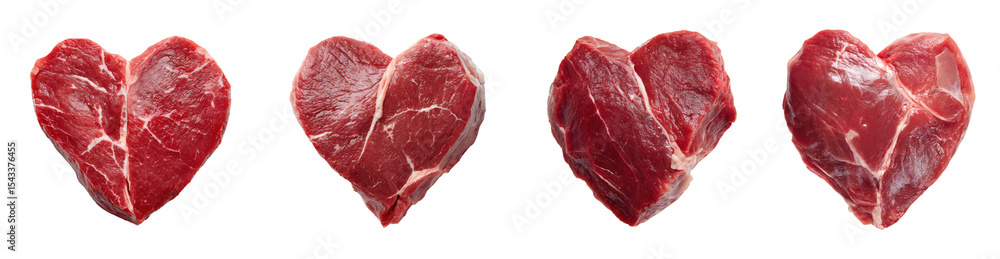 Raw Beef Heart Shape on Isolated Display, Culinary Gourmet Cutout PNG set with transparent background Raw Beef Heart Shape on Isolated Display, Culinary Gourmet Cutout PNG set with transparent background