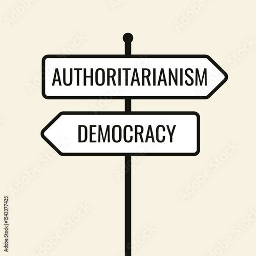Authoritarianism vs Democracy signpost
