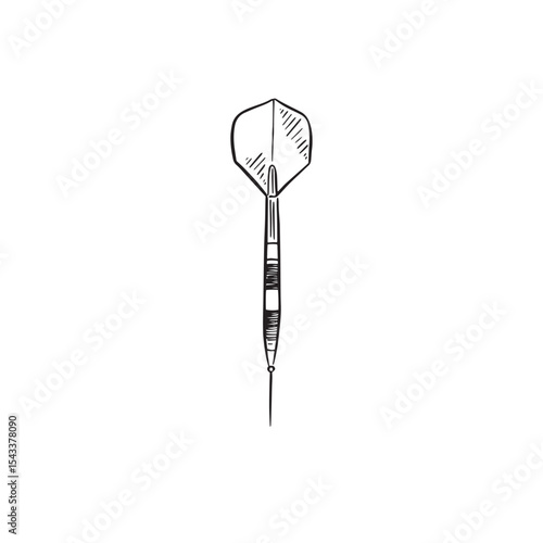 A hand drawn dart in black and white.