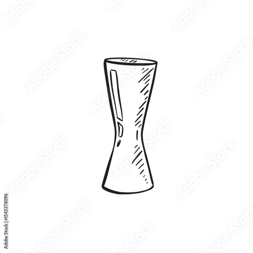 An alcoholic drinks measure in black and white.