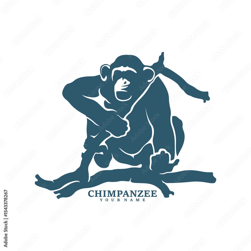 Fototapeta premium Chimpanzee logo design vector. Silhouette Chimpanzee Template Illustration. Icon Symbol