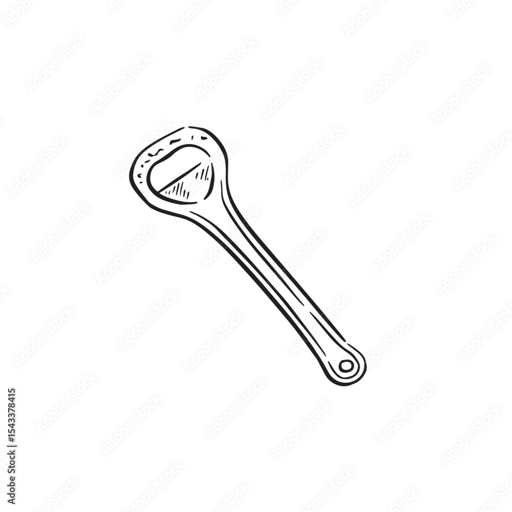 Bottle opener hand drawn in black and white. Bottle opener hand drawn in black and white.