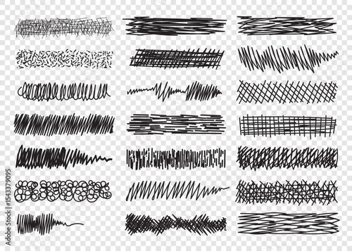 Set of unique hand drawn strokes. Doodle graphic strokes for texture, vector brushes, backgrounds, dividers, underlines