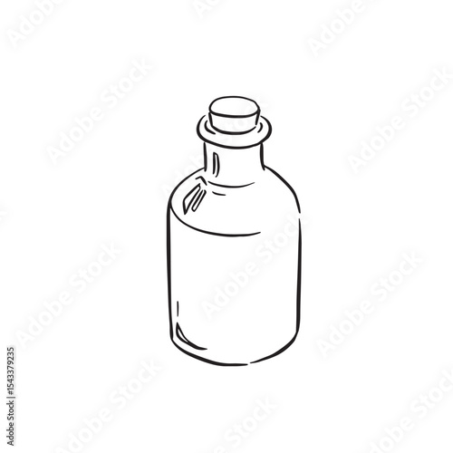 A glass bottle with bung in top.
