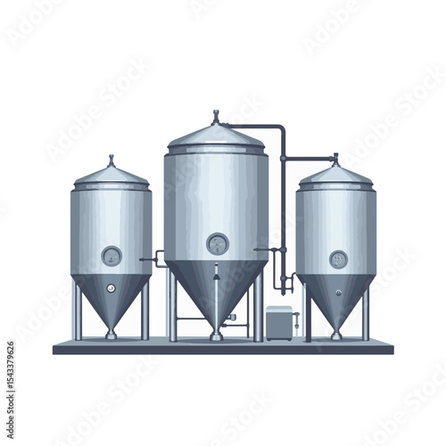Modern brewery tanks display in minimalist design, industrial elegance