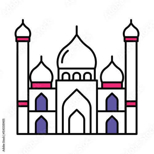 Taj Mahal Vector Filled outline illustration style icon