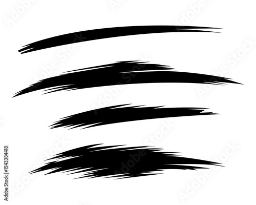 Black Ink Brush Strokes Abstract, Grunge, Vector, Design, Elements, Set, Artistic, Graphic, Texture,