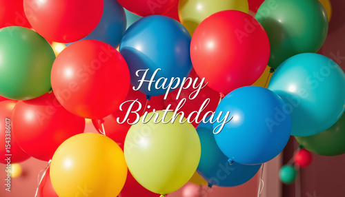 Wallpaper Mural Colorful birthday balloons with "Happy Birthday" text on top   Torontodigital.ca