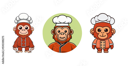 Cute Orangutan in a chef costume