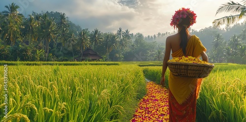 Wallpaper Mural A serene image of a Balinese girl in traditional Torontodigital.ca