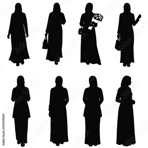 Wallpaper Mural Contemporary Arabic Muslim Women Fashion Silhouette Vector Set Torontodigital.ca