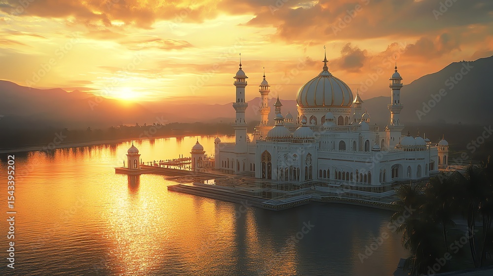 Fototapeta premium A stunning aerial view of Baiturrahman Grand Mosque