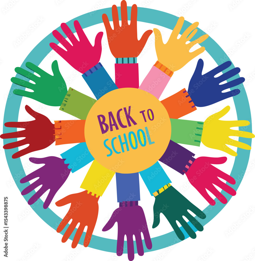 Vibrant Illustration of Many Colorful Hands Reaching Upward in Unity Vibrant Illustration of Many Colorful Hands Reaching Upward in Unity