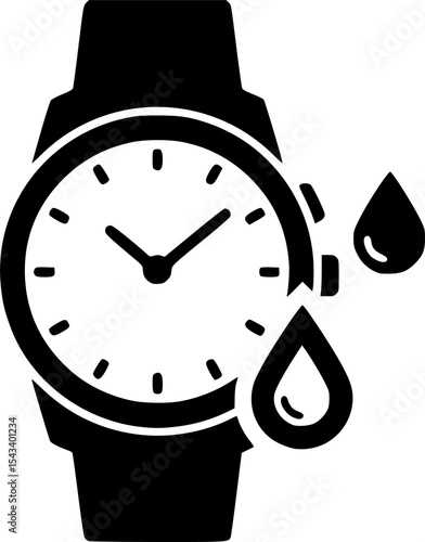 Waterproof Watch Icon Vector Illustration
