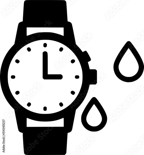 Waterproof Watch Icon Vector Illustration
