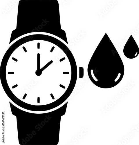 Waterproof Watch Icon Vector Illustration
