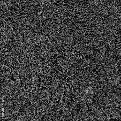 A black and white circular pattern resembling a magnetic field, composed of concentric circles with varying shapes and sizes, creating a mesmerizing visual effect.