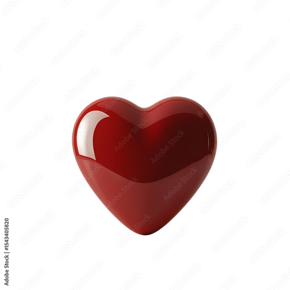 Shiny red heart 3d render on transparent background Shiny red heart 3d render on transparent background