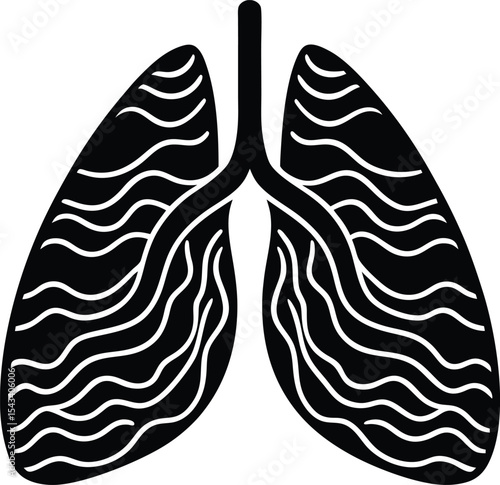 Mental health awareness vector silhouette illustration Breathing Exercises with Lungs Formed by Calming Waves