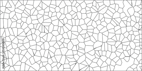 Abstract geometric cell pattern black outlines on white background for creative designs and textures
