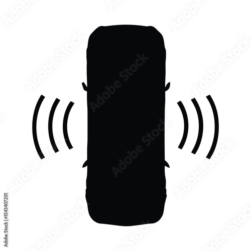 Silhouette of a Vehicle with Parking Sensors Displayed in an Overhead View