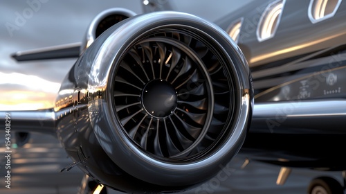 Wallpaper Mural An exquisite close-up of a jet engine highlights its intricate design and glossy surface, showcasing modern engineering at its finest within the aviation industry. Torontodigital.ca