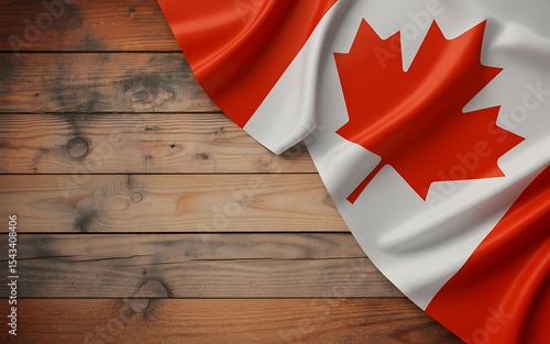 Canadian Flag Draped on Weathered Wood A Patriotism Image