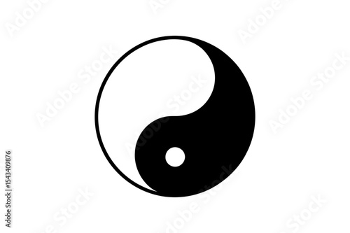 A simple yin and yang symbol in black and white