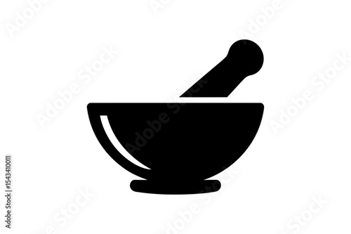 Black silhouette of a mortar and pestle icon tool