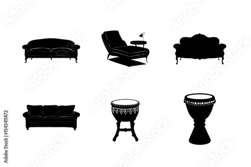 Silhouette collection of sofas chaises and drums