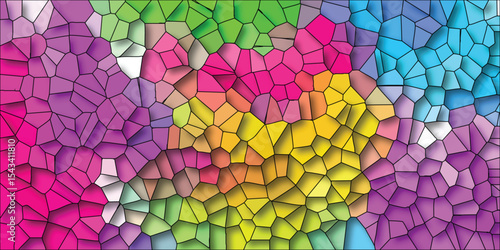 Abstract mosaic illustration of colorful geometrical shapes arranged in random order displaying beautiful patterns and shades in art