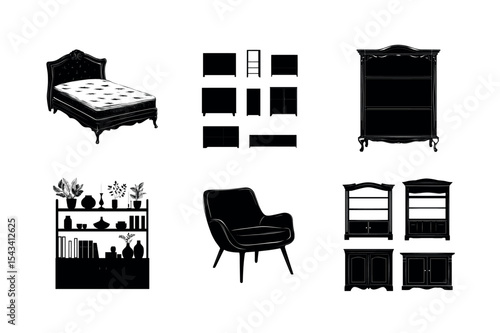 Black and white furniture silhouettes collection