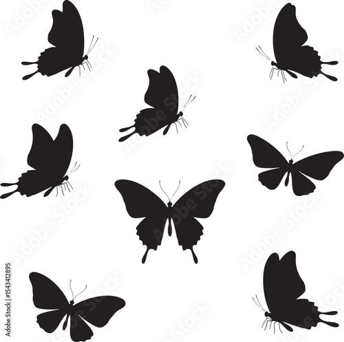 Trending Adobe Stock Microstock Marketplace: Butterfly Silhouettes Set