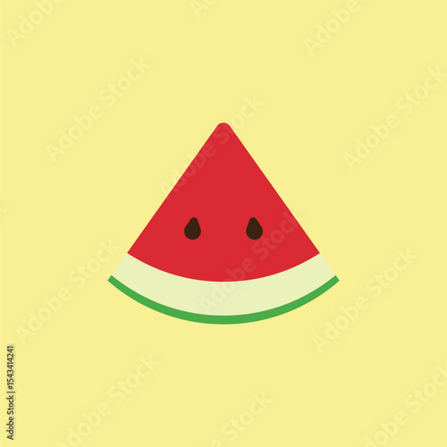Watermelon in red, green, and black tones presents a vibrant and mouthwatering fruit icon.