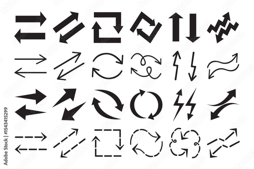 Creative Doodle Arrows and Direction Icon Set Creative Doodle Arrows and Direction Icon Set