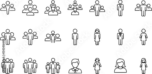set of business people icons, such as meeting, team, structure, communication, member, group
