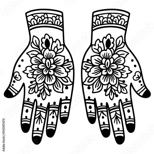 hand drawn vector illustration of a pair of gloves ,mehndi design
