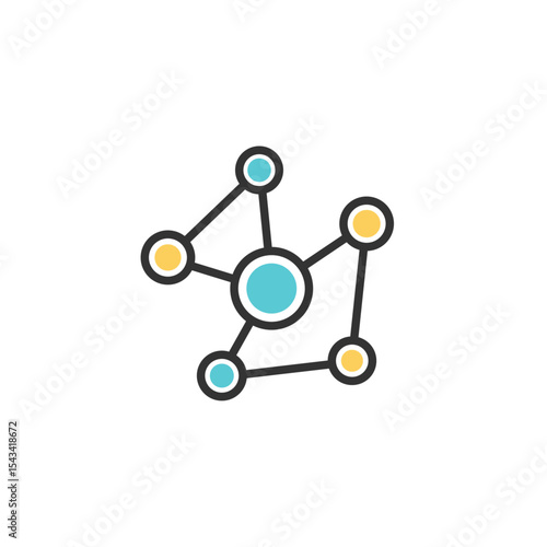 ネットワークやコミュニケーションを表すベクターアイコン (線画)