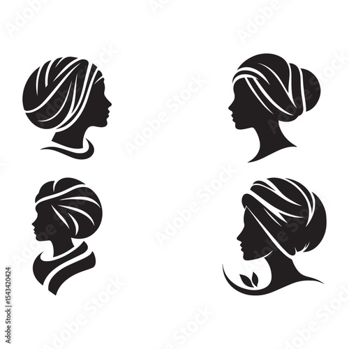 Silhouettes of turban woman vector on a white background