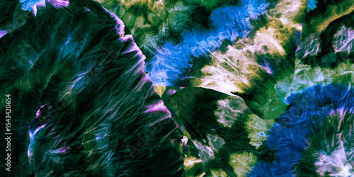 Blue Acrylic Texture. Turquoise Tie Dye.