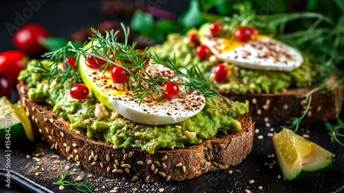 Avocado sandwich for breakfast. Selective focus. Food.