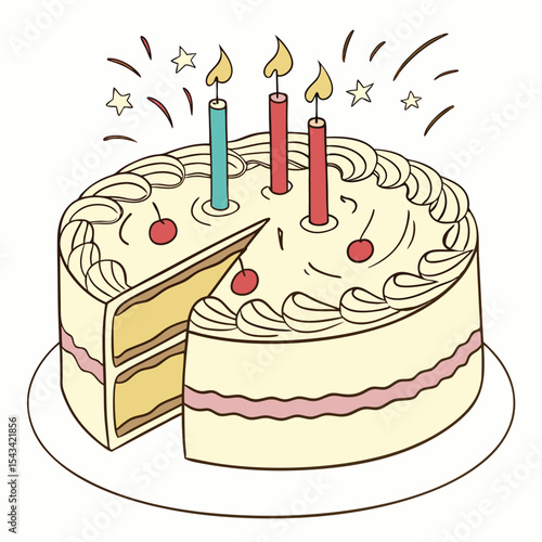Vanilla bean cake, delicate frosting, a classic happy birthday delight.