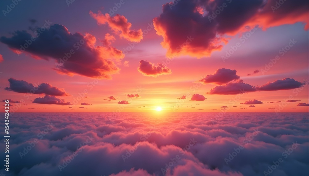 Fototapeta premium Dramatic Sunset Sky with Twilight Colors and Clouds – Colorful Evening Sky Background