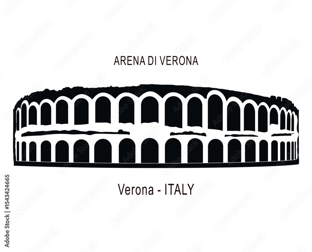 Naklejka premium Italy culture concept represented by arena di verona icon. Isolated and flat illustration. Building view of Verona is a city in northern Italy’s Veneto region. Amfiteatr