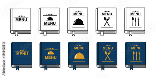 Food menu book icon. Restaurant menu icon, vector illustration