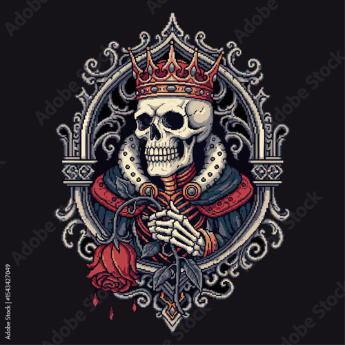 Intricate skull with crown embodying regal mystique and gothic art style