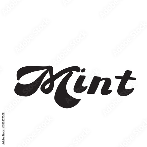 Black and White Mint Lettering in Elegant Script Style