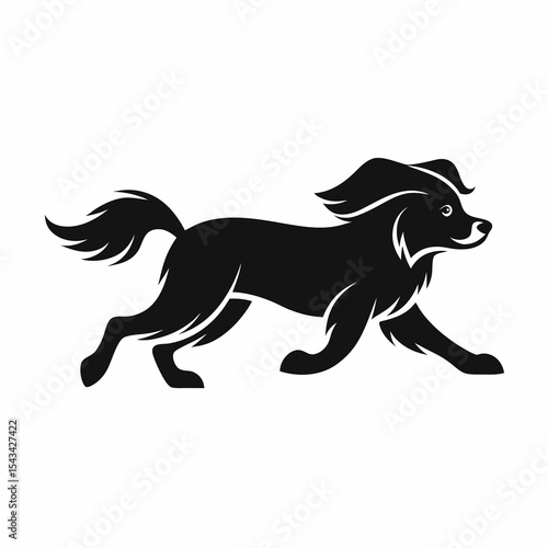 Running Border Collie Silhouette Vector

